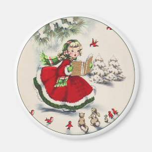 Magnet vintage Christmas Girl