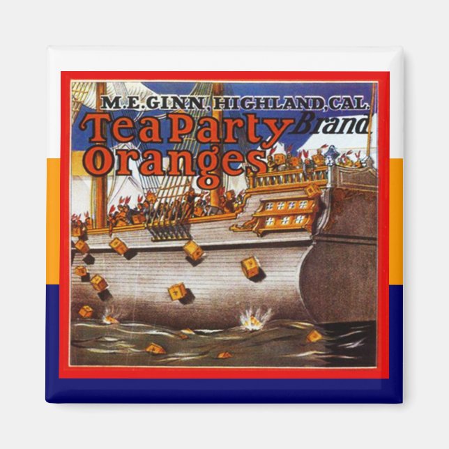 MAGNET ~ VINTAGE Fruchtkäfigwerbung Tee Party (Vorne)