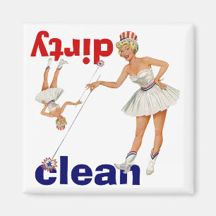 Magnet Vintage Gallone zeigt saubere schmutzige