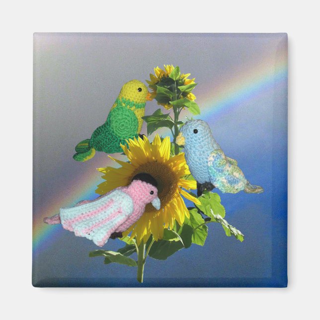 Magnet - Vögel von Spielzeug auf Sonnenblumen (Vorne)