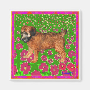 Magnet: Welpe im Garten - Rosa Magnet