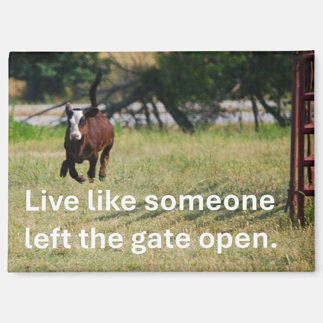 Magnet with Galloping Calf and encouraging quote (Vorderseite)