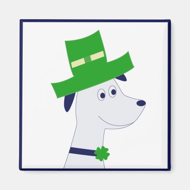 Magnet with St. Patrick's Day dog and clover (Vorne)