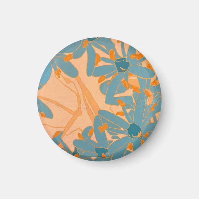 Magnet - Zeitgenössisches Blattdesign in Pfirsich (Vorne)