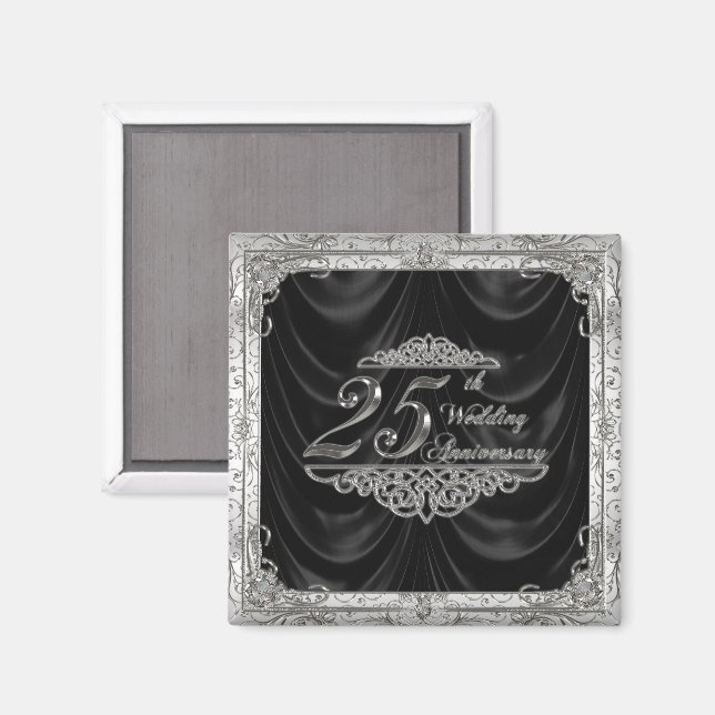 Magnet zum 25. Hochzeitstag (Vorderseite/Rückseite)