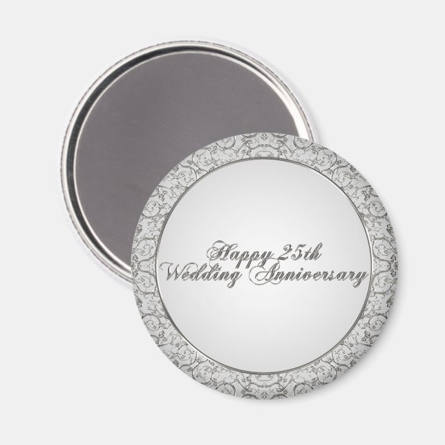 Magnet zum 25. Hochzeitstag (Vorderseite/Rückseite)