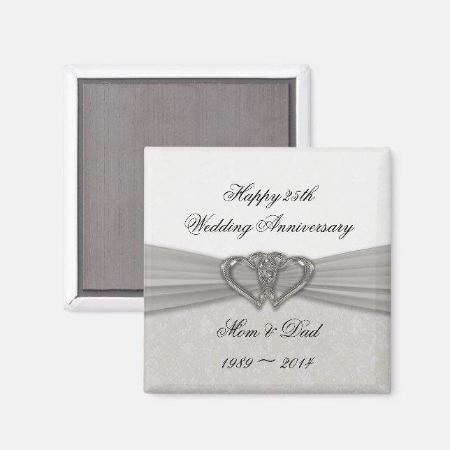 Magnet zum 25. Hochzeitstag (Vorderseite/Rückseite)