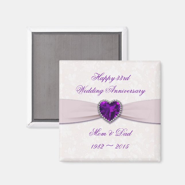 Magnet zum 33. Hochzeitstag (Vorderseite/Rückseite)