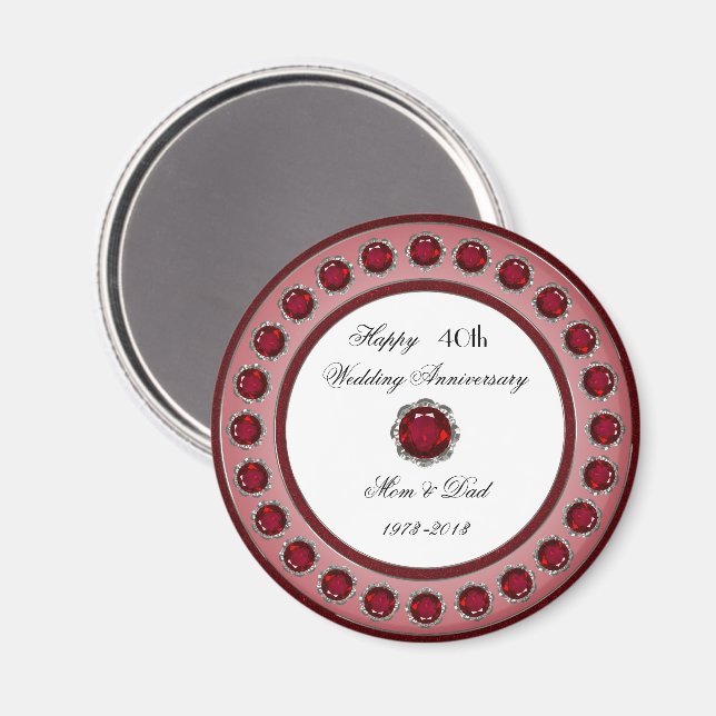 Magnet zum 40. Hochzeitstag (Vorderseite/Rückseite)