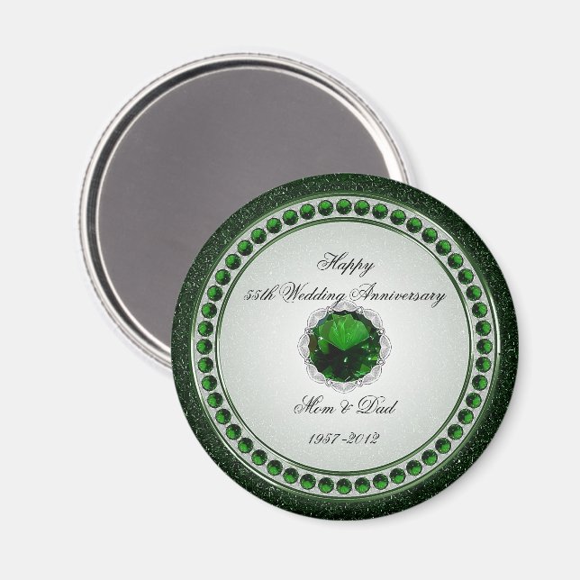 Magnet zum 55. Hochzeitstag (Vorderseite/Rückseite)