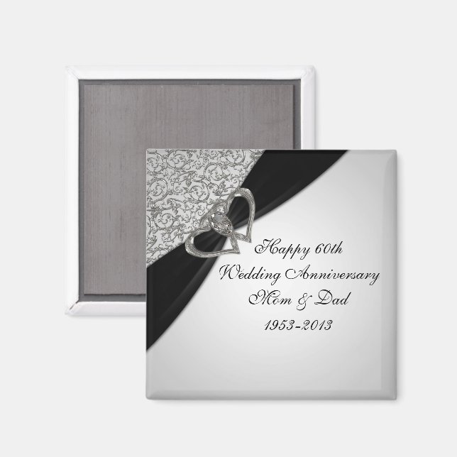 Magnet zum 60. Hochzeitstag (Vorderseite/Rückseite)