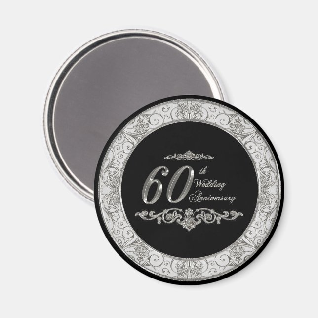 Magnet zum 60. Hochzeitstag (Vorderseite/Rückseite)