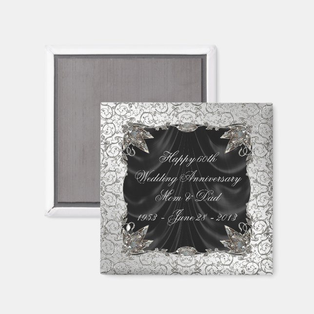 Magnet zum 60. Hochzeitstag (Vorderseite/Rückseite)