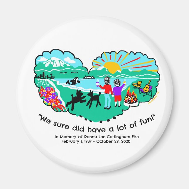 Magnet zum Gedenken an Donna LC Fisch (Vorne)