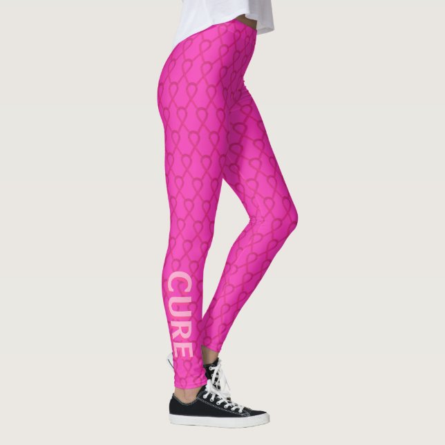 Magneta Pink Awareness Ribbon Words Leggings (Rechts)