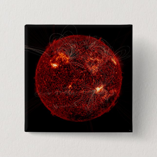 Magnetfeldlinien auf der Sonne 3 Button (Vorderseite)