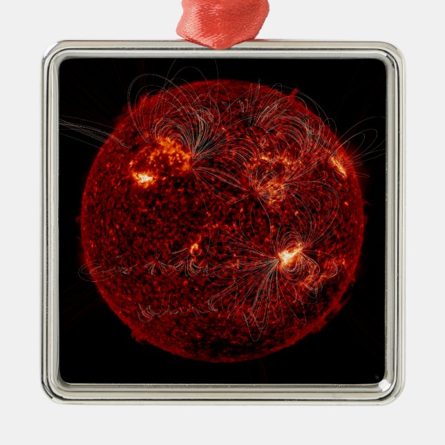 Magnetfeldlinien auf der Sonne 3 Ornament Aus Metall (Vorne)