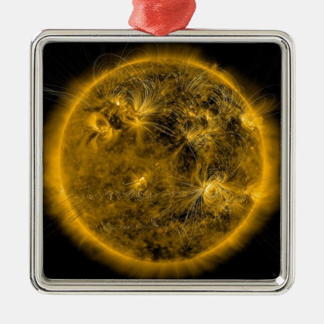 Magnetfeldlinien auf der Sonne Ornament Aus Metall (Vorne)
