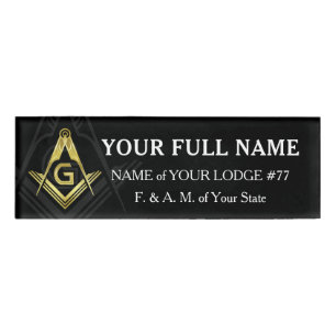 Magnetic Black & Gold Masonic Name Abzeichen Namenschild