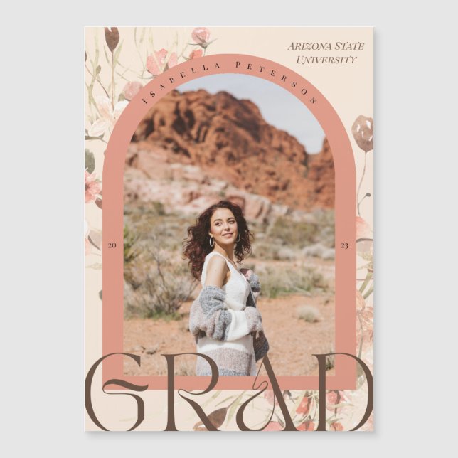 Magnetic Boho Bläserrahmen Abschluss Foto Magnetkarte (Vorderseite)