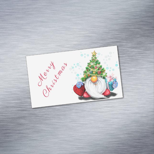 Magnetic Christmas Card Gnome mit Geschenken Magnetische Visitenkarte (Beispiel)