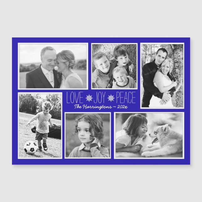 Magnetic Family Christmas 6 Fotos Card Magnetkarte (Vorderseite)