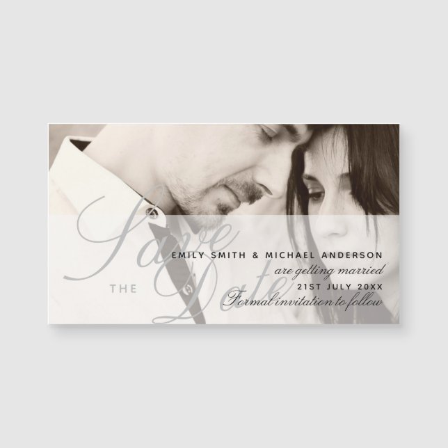 Magnetic FOTO Wedding Save the Date OVERLAY TEXT Magnetkarte (Vorderseite)