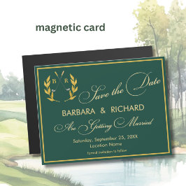 MAGNETIC Golf Theme Monogram Wedding Save the Date Magnetkarte