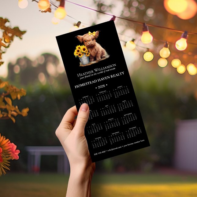 Magnetic Highland Cow Business Calendar 2025 Magnetkarte (Von Creator hochgeladen)