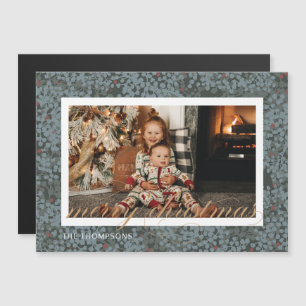 Magnetic Merry Christmas Script Berries Fotokarte Magneteinladung