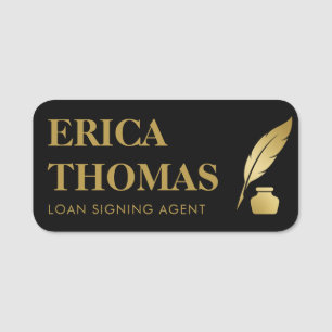 Magnetic Notary Signage Agent Luxury Black & Gold Namensschild