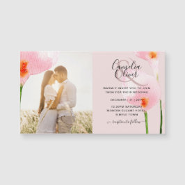MAGNETIC Pink Calla Lily PHOTO Mariage Invitation