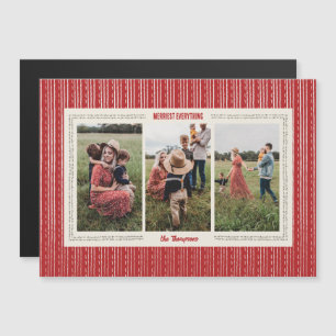 Magnetic Red Modern Farmhouse Holiday Foto Card Magneteinladung