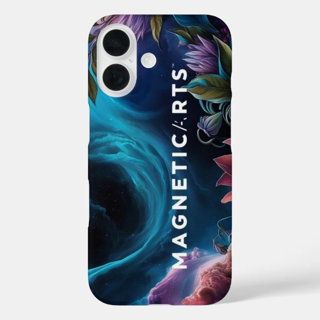 MagneticArts: Blumennebel iPhone 16 Hülle (Rückseite)