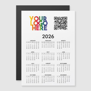 Magnétique 2026 Calendrier Business Logo QR Code Carte magnét