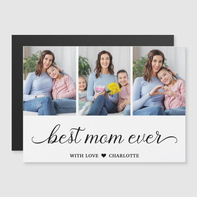 Magnétique 3 Collage photo Meilleure maman jamais carte magné (Devant / Derrière)