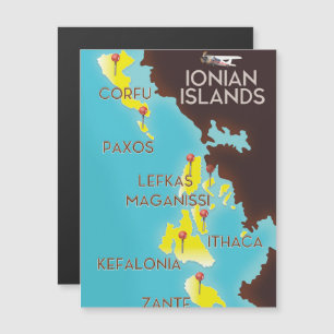 Magnétique Affiche de carte des îles Ioniennes.