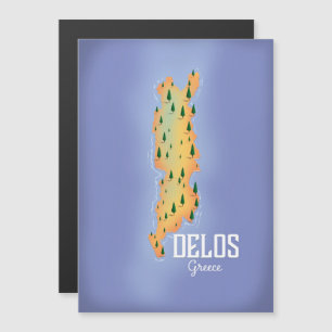 Magnétique Affiche de voyage carte de Délos Grèce