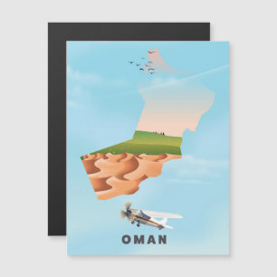 Magnétique Affiche de voyage carte illustrée d'Oman