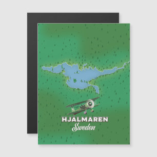 Magnétique Affiche de voyage de la carte de Suède Hjälmaren