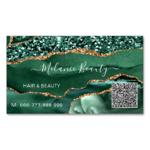Magnétique Agate Green Gold QR Code Carte de visite