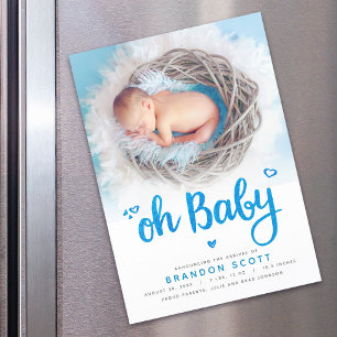 Magnétique Annonce de naissance de bébé garçon Photo Carte ma