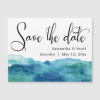 Aquarelle bleu et aqua Enregistrer la date Carte m