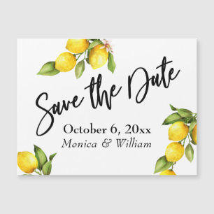 Magnétique Aquarelle Lemons Enregistrer la date Carte magnéti