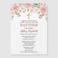 Aquarelle rose Roses Floral Baptême Invitation
