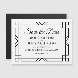 Magnétique Art Déco Mariage Enregistrer la date Carte magnéti