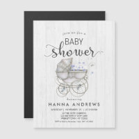 Baby shower Bois blanc & Carriage Boy Invitation