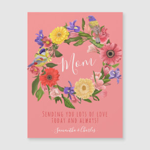 Magnétique Belle couronne florale Bonne carte de fête des mèr