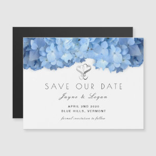 Magnétique Bleu Floral Économisez Notre Carte Coeu