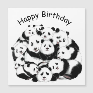 Magnétique Bonne carte d'anniversaire Happy Pandas Famille Bi